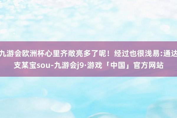 九游会欧洲杯心里齐敞亮多了呢！经过也很浅易:通达支某宝sou-九游会j9·游戏「中国」官方网站